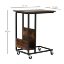 Tavolino da Salotto 55x35x69 cm con Ruote in Metallo e Legno Marrone