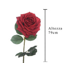 Set 3 Rose Artificiali Aperta Altezza 79 cm Rosso