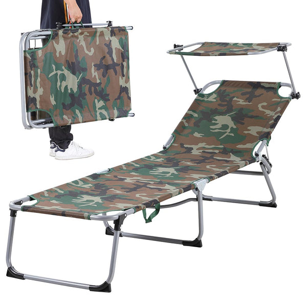 sconto Lettino Prendisole Tettuccio Parasole Sdraio Mare 3 Posizioni Pieghevole Camo