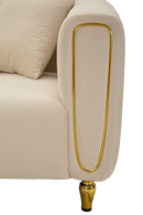 Divano Alma Crema con Cuscini 81x155x71 cm in Legno e Poliestere      