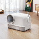 Lettiera per Gatti Chiusa con Coperchio 59x39,5x39,5 cm Vassoio e 2 Sacchetti di Carbone in PP Bianco e Grigio      