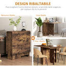 Tavolo da Pranzo Pieghevole a Ribalta 140x75x74 cm per 6 Persone con 2 Ripiani in Melamina Marrone Rustico      