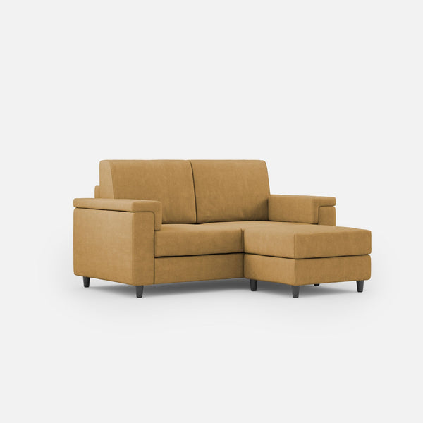 Divano 2 Posti con Pouf 168x145x85 cm Marrak in Tessuto Ocra sconto