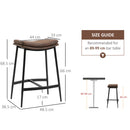 Set 2 Sgabelli da Bar in Stile Industriale 48,5x38,5x68,5 cm in Finta Pelle Nero e Marrone   