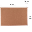 Bacheca Rettangolare 40x30x1,6 cm con Cornice in Legno da Parete in Sughero      