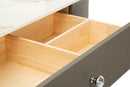 Toeletta Sharon Grigia con Puff Gambe Argento 120x40x75 cm in Pino e MDF e Metallo e Plastica      
