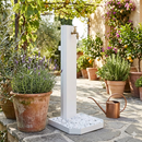 Fontana da Giardino con Rubinetto in Ottone e Base con Ciottoli 40x40x100 cm in Acciaio Bianco