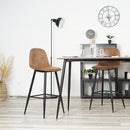 Set 2 Sgabelli da Cucina Bar Ristorante Marrone in Pelle Scamosciata e Metallo Nero