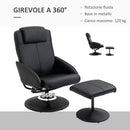 Poltrona Relax Reclinabile 71x78x101 cm con Poggiapiedi Nera