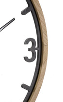 Orologio da Muro Clips 60x2,5x60 cm in Ferro e MDF Nero e Marrone      