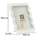 Cornice Curty 19,9x1,5x25,2 cm in Resina e Vetro Bianco e Argento      