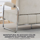 Divano 2 Posti Moderno 120x73x76 cm Rivestito in Ciniglia in Acciaio Beige      