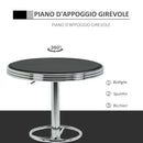 Tavolino da Bar Ø65x66-90 cm in Metallo e Similpelle Nero