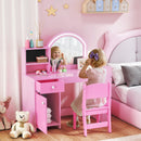Set Toeletta Trucco per Bambini 2 in 1 con Specchio Luce LED 88,6x38,8x96,9 cm e Sedia in MDF Rosa      