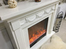 Camino Elettrico da Pavimento 102x120x33 cm Effetto Fiamma 1500W Olivia Bianco