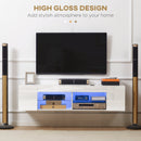 Mobile TV fino a 60” 137x40x34 cm con Luce LED in Truciolato Bianco Lucido