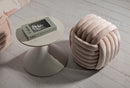 Tavolinetto White Ø45x39 cm in Ferro e Ceramica Bianco      