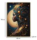 Stampa con LED su Tela Laccata con Cornice Minerva 60x3,5x90 cm in Abete e Tela e Plastica      