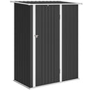 Capanno Porta Attrezzi 142x86x189 cm con Tetto Inclinato e Porta Bloccabile in Metallo Grigio Scuro      