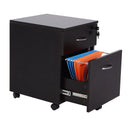 Cassettiera Portadocumenti da Ufficio in Legno 2 Cassetti per A4 Chiusura di Sicurezza  Nera