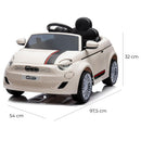 Macchina Elettrica per Bambini Licenza Fiat 500 12V con Telecomando Bianco