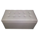 Baule Cassapanca Pouf Contenitore in Similpelle e Cristalli Renier Avorio