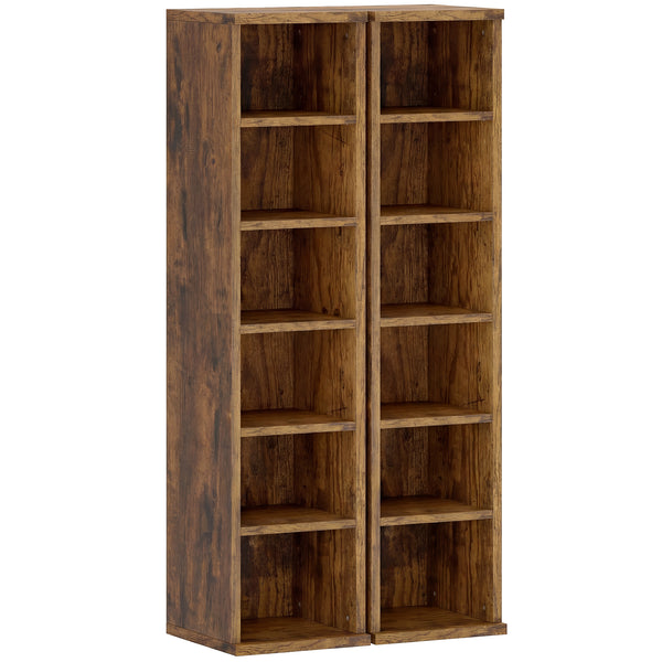 Set 2 Librerie 21x22,5x88,5 cm Mobili Porta CD con Ripiani Regolabili per 204 CD in Legno Marrone Rustico acquista