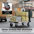 Carrello Portapacchi Pieghevole con Pedana Estensibile Capacità 150 kg in Metallo e Alluminio Argento      