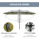 Ombrellone da Giardino Doppio 450 cm con 48 Luci LED e Manovella Grigio Chiaro      