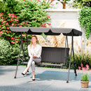Dondolo da Giardino 3 Posti 204x112x150 cm con Tettuccio e Portabicchieri in Rattan PE e Acciaio Grigio      
