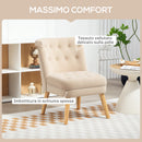 Poltrona da Soggiorno e Camera 60x66x79 cm Trapuntata a Bottoni in Velluto Beige  