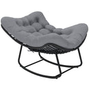 Sedia a Dondolo 87x110x70 cm con Cuscino Morbido in Rattan Grigio Scuro      