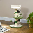 Albero Tiragraffi per Gatti con Lettino Piattaforma e Palo Sisal Verde e Bianco      