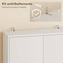 Mobile per Microonde 60x40x170 cm con Ripiano Regolabile e 2 Cassetti in MDF Bianco      