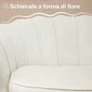 Divano 2 Posti 130x77x77 cm in Velluto Crema