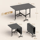 Tavolo Pieghevole per 4-6 Persone 120x80x73 cm con 2 Ribalte e Ruote con Freno Struttura in Acciaio Nero Effetto Legno      
