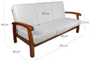 Divano Divanetto 3 Posti in Legno 175x85x83cm Vandi Ecru