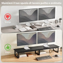 Supporto Monitor da Scrivania 114x30x16,5 cm Rialzo in Legno e Metallo Nero      
