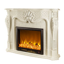 Camino Elettrico da Pavimento 116x150x33 cm Effetto Fiamma 1500W Perla Bianco
