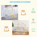 Gabbia per Criceti e Roditori 70x45x44 cm Tetto Apribile Trasparente