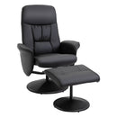 Poltrona Relax Girevole a 360° con Poggiapiedi e Schienale Regolabile in Metallo e Finta Pelle Nero      