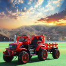 Trattore Elettrico per Bambini 12V con Rimorchio Kidfun Rural Arancione