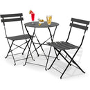 Set 3 Pezzi Giardino Tavolo 2 Sedie Bistrot Pieghevole Modello Parigi Grigio      