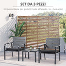 Set Tavolino e 2 Sedie da Giardino in Acciaio e Plastica Marrone