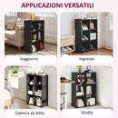 Libreria a Cubi con 6 Ripiani Portaoggetti, in Legno, 61.5x29.5x91.5 cm, Nero      