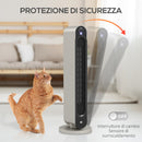 Stufa Elettrica Oscillante 3 Modalità Ø25x73,5 cm 2200W con Telecomando Argento