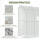 Serra Addossata a 3 Livelli 200x100x215 cm con Porte e Finestre Avvolgibili in PE e Acciaio Verde e Bianco      
