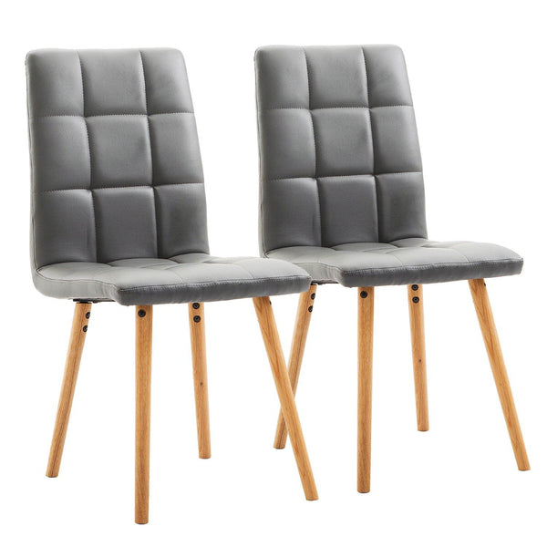 Set 2 Sedie Moderne Imbottite in Similpelle e Legno Grigio 45x56x93 cm prezzo