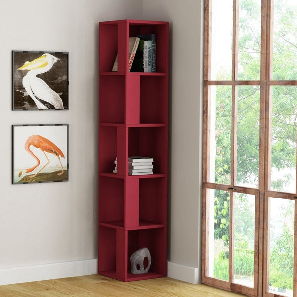 Libreria angolare 31,4x31,4x158,9 cm Piano bordeaux 5 ripiani prezzo