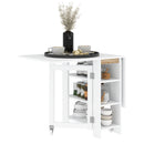 Tavolo Pieghevole da Pranzo 120x60x75 cm con 2 Ribalte e Ripiani in Truciolato Bianco  